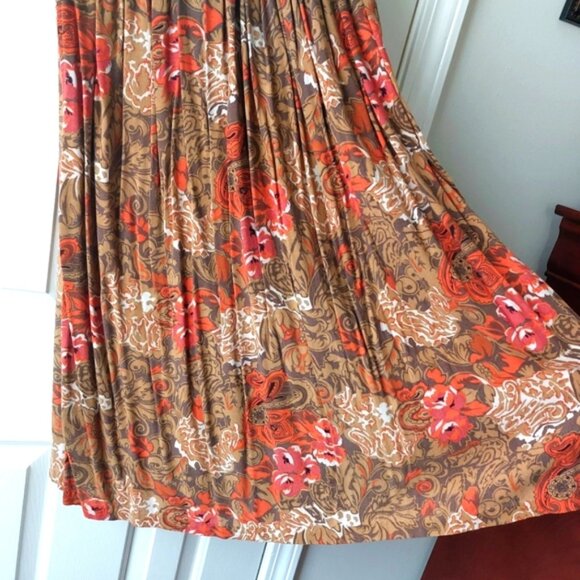 Dimanche (New York) - Vintage Brown & Red Floral Midi Skirt - Picture 4 of 6